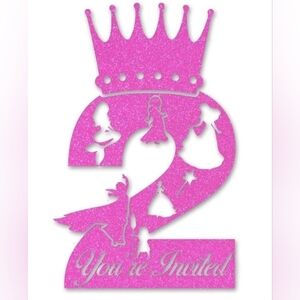 Sparkling Princess Pink 2nd Girls Kids Birthday Party Invitations & Envelopes